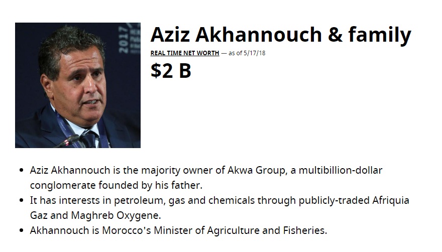 ثروة أخنوش في موقع فوربس تفقد 100 مليون دولار جديدة