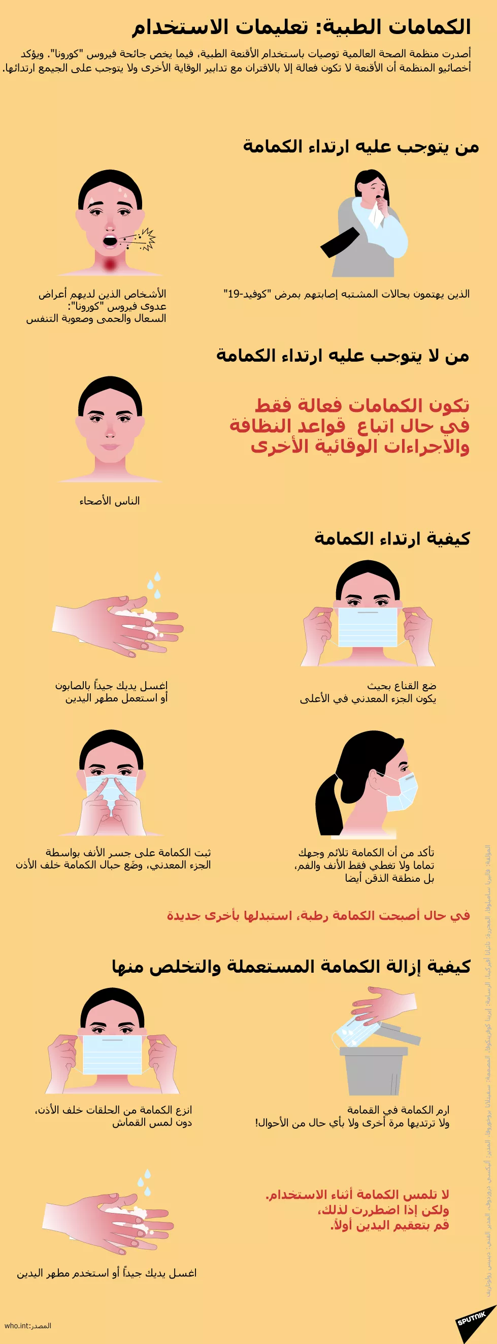 الكمامات الطبية: تعليمات الاستخدام
