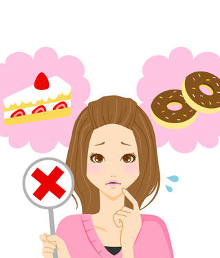 تجنب الحلويات والاطعمة الدسمة تجنب الحلويات والاطعمة الدسمة