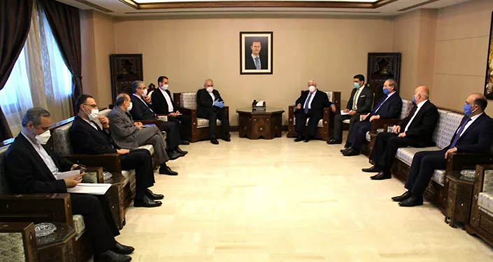 وزير الخارجية الإيراني محمد جواد ظريف في العاصمة السورية دمشق 20 أبريل 2020