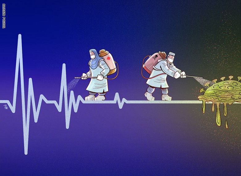 ملائكة الرحمة.. رسوم تعكس جهود الطواقم الطبية في محاربة فيروس كورونا ملائكة الرحمة.. رسوم تعكس جهود الطواقم الطبية في محاربة فيروس كورونا