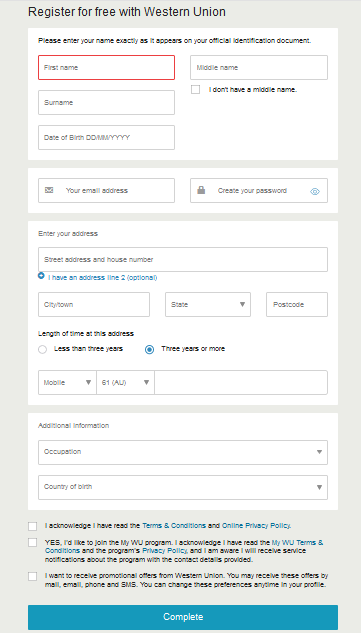 كيفية فتح حساب ويسترن يونيون