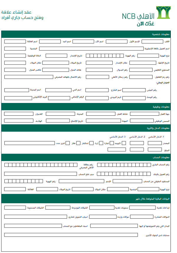 طريقة فتح حساب في البنك الاهلي طريقة فتح حساب في البنك الاهلي