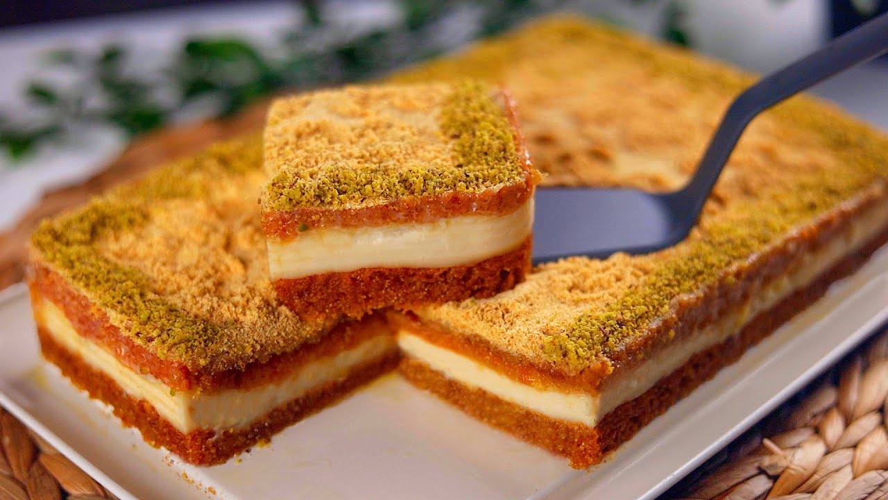 بسبوسة بالقشطة والزبادي بدون بيض بسبوسة بالقشطة والزبادي بدون بيض