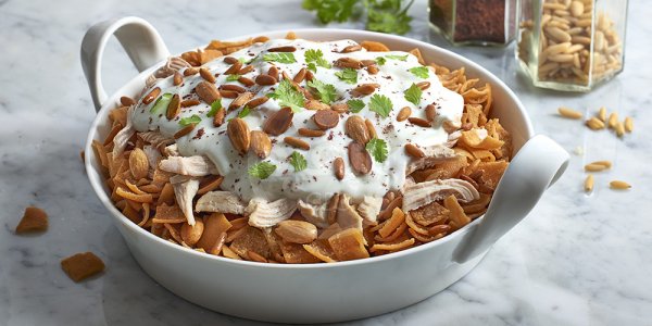 فتة الدجاج بالزبادي