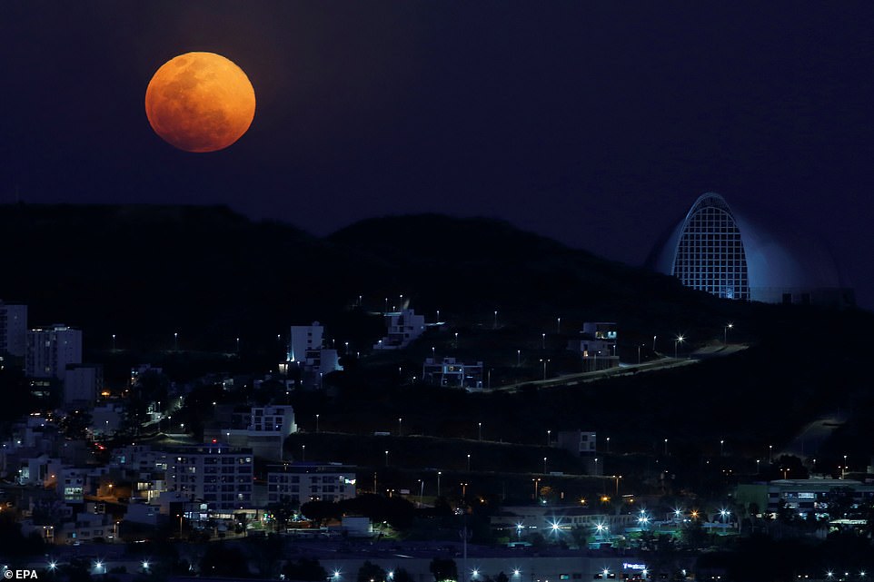 10036104-6724033-image-a-6_1550652403636 A view over Guadalajara, Mexico. Experts said that it would be the largest supermoon of the year with most experiencing clear skies