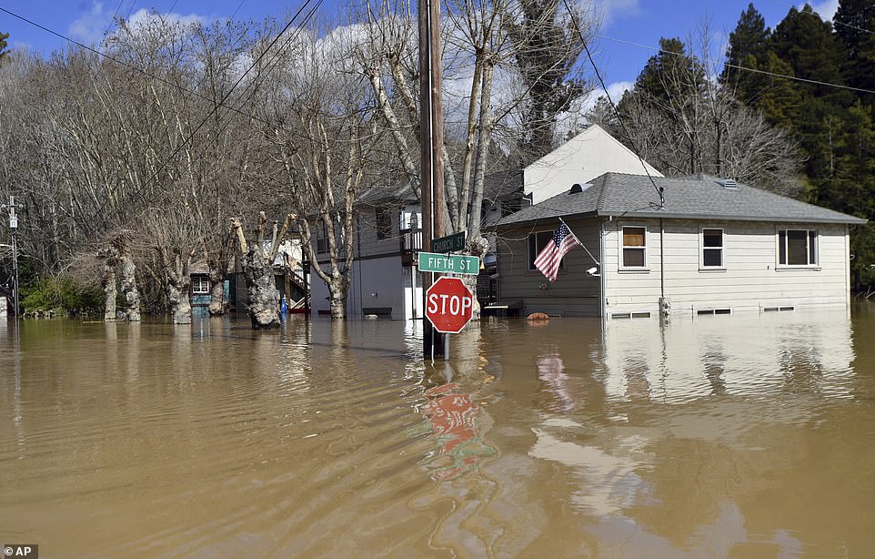 The Russian River in Sonoma County crested at more than 46 feet Wednesday night, flooding about 2,000 buildings