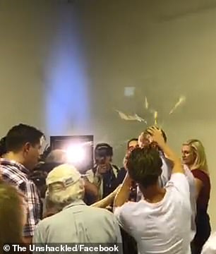 11064200-6816145-image-a-26_1552714123164 Mr Anning was speaking at a Conservative National Party Meeting in Melbourne on Saturday afternoon when the young man approached him with the egg