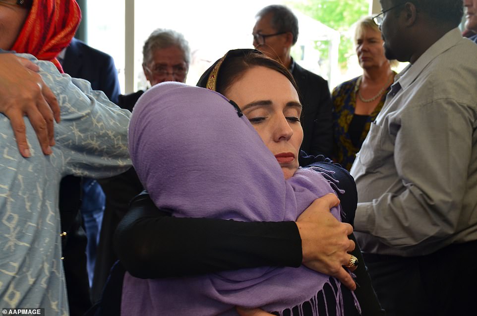 11065850-6816249-image-a-94_1552728447584 Jacinda Arden (pictured) met with members of the Muslim community following the horrific attack on Friday