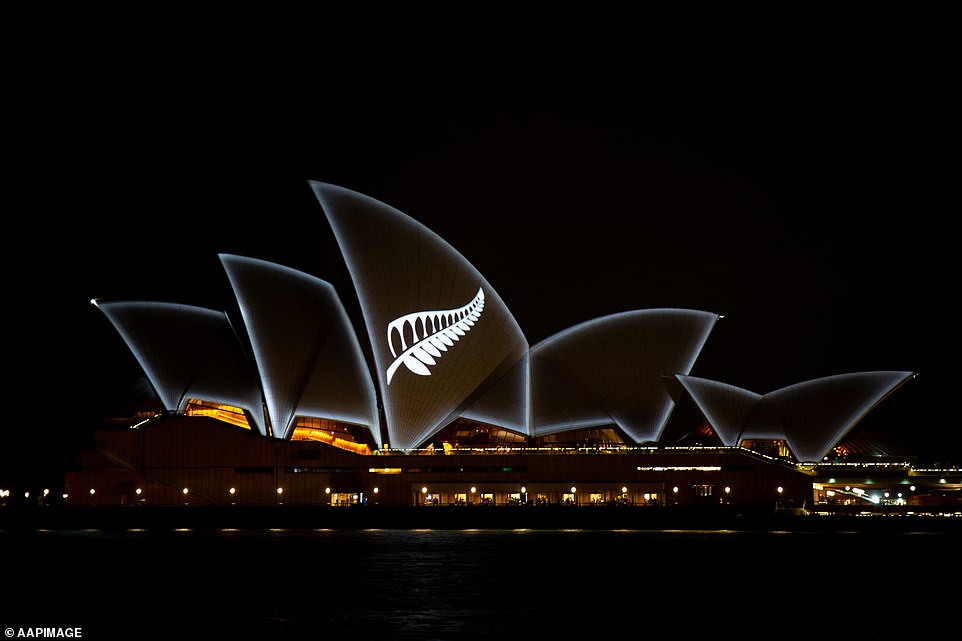 11072382-6816645-image-a-42_1552740632747 Sydney's iconic Opera House had an image of the Silver Fern of New Zealand projected onto its sails