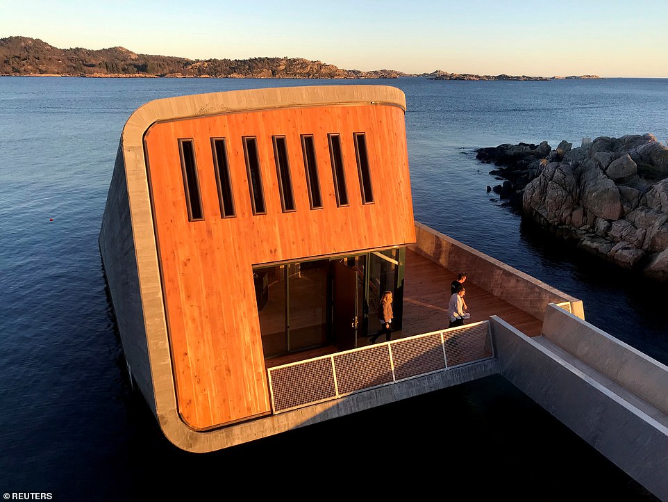 11226088-6829411-image-a-61_1553084944682 Entering Under initially feels like going into a sauna, as wooden planks cover its upper section