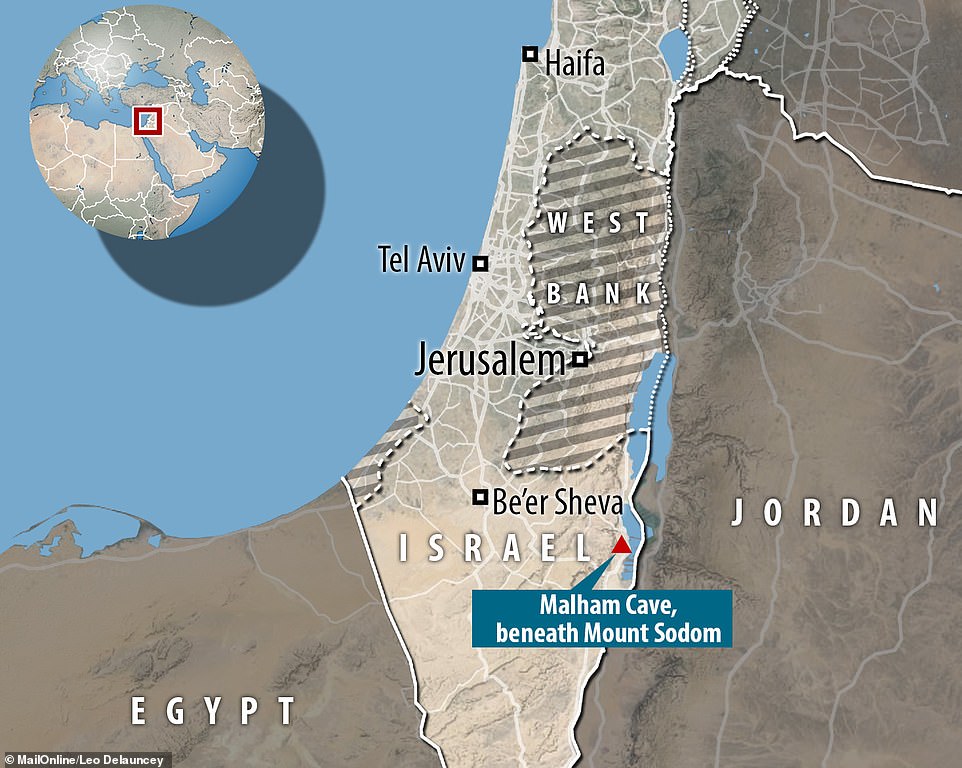 11571608-6858793-image-a-31_1553782915721 The arduous process underneath Mount Sodom in Israel was completed by measuring and mapping of the cave. Careful measurements were taken with lasers determined its length to be in excess of 6 miles (10 kilometres)