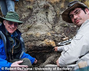 11633768-6865903-image-m-45_1553894309170 Walter Alvarez and Robert DePalma are pictured at the Tanis outcrop in North Dakota