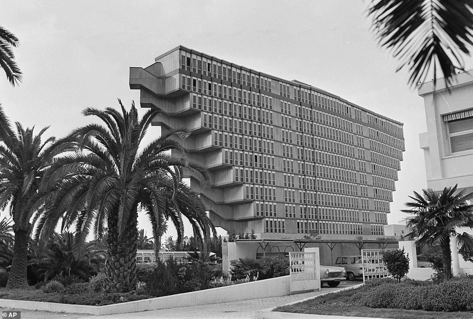 12189766-6915769-image-a-77_1555071978763 The hotel pictured in 1976, three years after it opened. It was designed by Italian architect Raffaele Contigiani