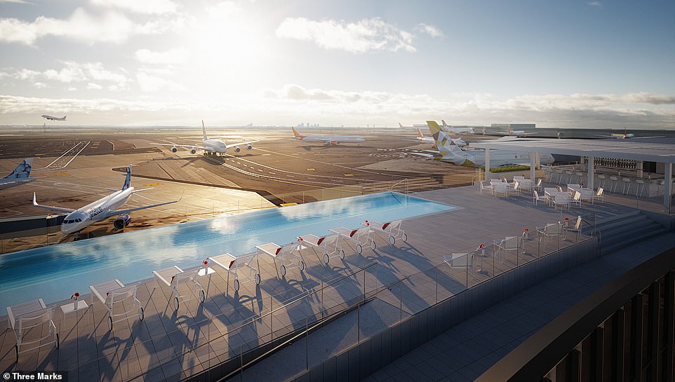 12563154-6946533-a_rendering_shared_exclusively_with_mailonline_travel_reveals_wh-a-42_1556008007822 A rendering, shared exclusively with MailOnline Travel, shows how the TWA Hotel's 64-foot-long swimming spot will afford swimmers views of the runways and taxiways