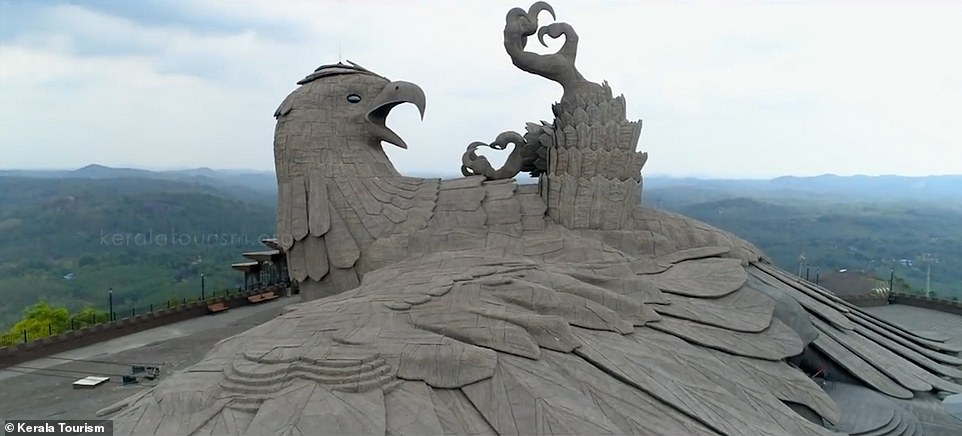 12603826-6947217-image-a-21_1556009257836 The monument was the brainchild of Indian filmmaker and sculptor Rajiv Anchal, who always dreamed of bringing the mythical bird Jatayu to life