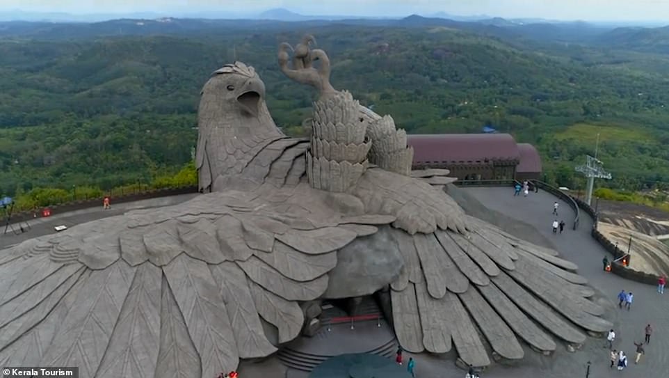 12603834-6947217-image-a-17_1556009225480-2 At 200 feet in length, 70 feet in height and with a wingspan of 150 feet, this is the biggest bird sculpture in the world