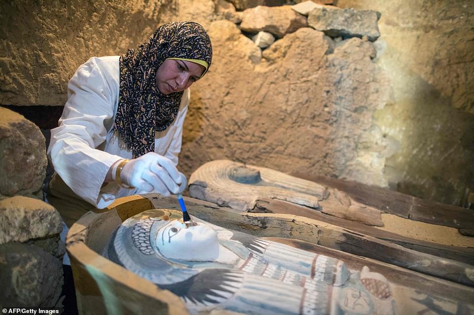 13086264-6992141-image-a-16_1556984478812 Egypt's antiquities ministry said one of the men in one of the tomb's was named Behnui-Ka, who had seven titles including the Priest and the Judge to the Pharoah