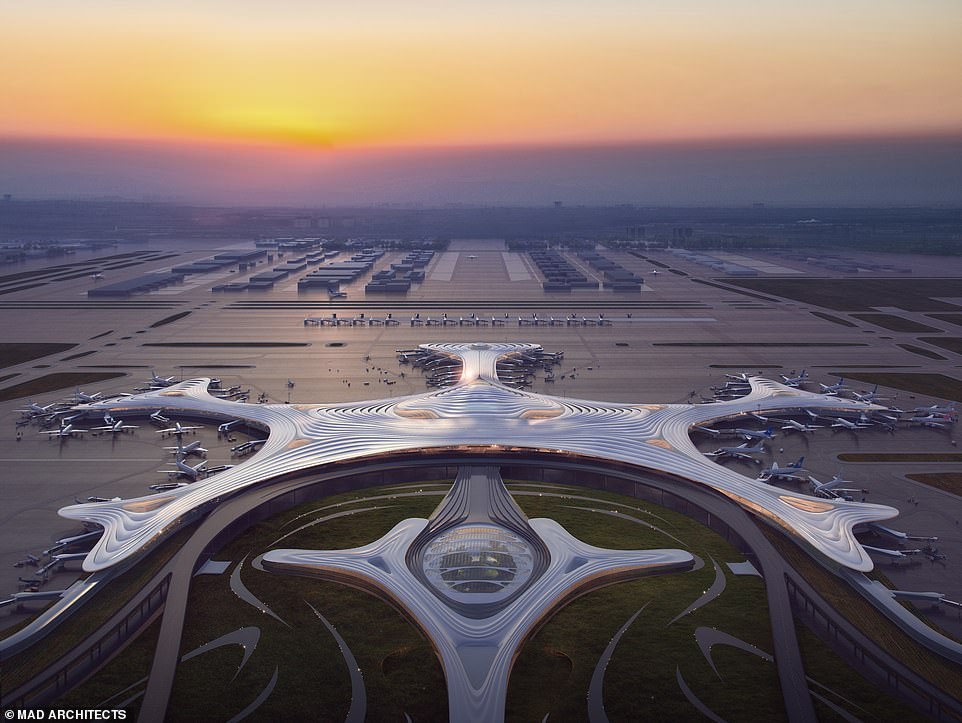 13910426-7067055-image-a-13_1558710827844 Cool design: Architects have taken inspiration from snowflakes for the third terminal of Harbin Taiping International Airport
