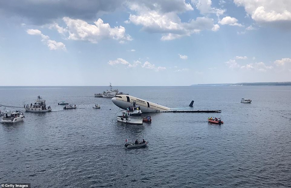 14790608-0-image-a-41_1560520198343-2 Engineers start sinking an Airbus A330 in the Gulf of Saros so it can become a diving attraction and an artificial reef