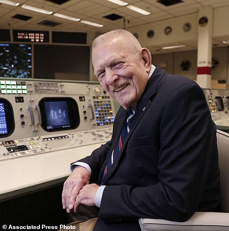 15364102-7191309-gene_kranz_aerospace_engineer_fighter_pilot_an_apollo_era_flight-a-33_1561748964945 Gene Kranz, aerospace engineer, fighter pilot, an Apollo-era flight director and later director of NASA flight operations, sits at the console where he worked during the Gemini and Apollo missions at the NASA Johnson Space Center Monday, June 17, 2019, in Houston