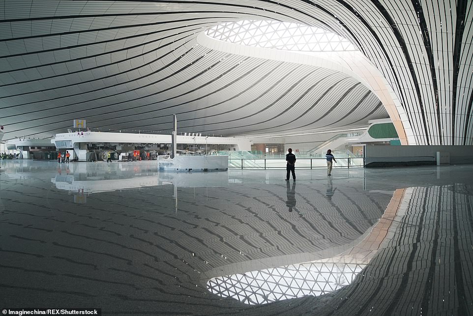 15479748-7200627-image-m-201_1561987058968 Carriers including Air China and China Eastern Airlines are sending their aircraft to the airport for test flights from next week. The £9 billion airport, which will have seven runways, is scheduled to complete on June 30 and open on September 30