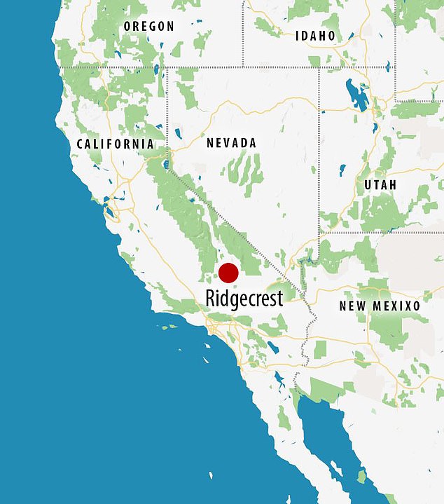 15672770-7216817-image-a-4_1562332576552 Yesterday's earthquake, a magnitude-6.4, was reportedly felt from Las Vegas to San Diego. Pictured: The epicenter of the earthquake