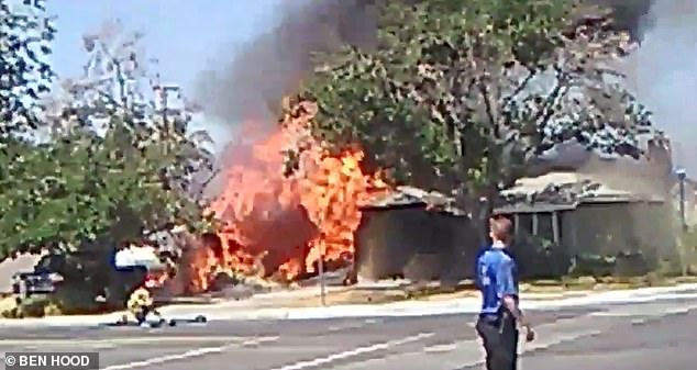 15672850-7216817-image-a-2_1562332287984 This house in Ridgecrest caught fire after the 6.4-magnitude earthquake in California