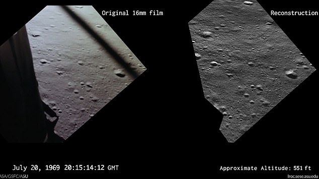 16164104-7256957-image-a-54_1563373679395 NASA have made a reconstruction (right) of the view from Buzz Aldrin's window (left) as the Lunar Module Eagle made its historic touch down 50 years ago