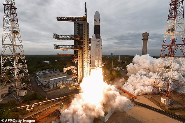 17473784-7387069-launch_isro_s_chandrayaan_2_being_launched_from_the_satish_dhawa-a-28_1566558130102 Launch: ISRO's Chandrayaan-2 was launched from the Satish Dhawan Space Centre in Sriharikota, an island off the coast of southern Andhra Pradesh state, on July 22