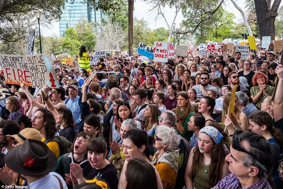 18710498-7484625-image-a-28_1568971486929 Melbourne attracted the biggest crowds of protesters across the country with 100,000 people joining the rally