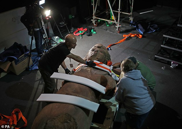 19190546-7527979-image-a-12_1570003046028 Weighing a total of 15.6 tonnes, the artefacts have travelled in custom-created inner crates and outer crates to ensure there is no movement while in transit