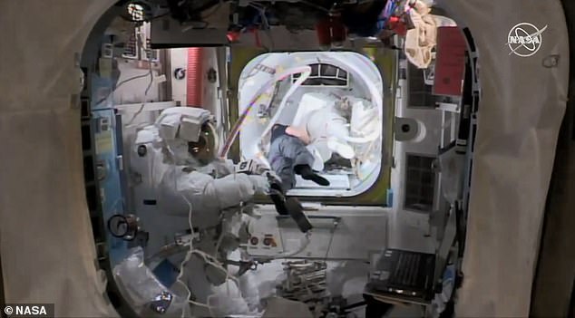 19884348-7588111-image-a-25_1571403031737 The pair exited the International Space Station at 07:38am ET (12:38pm BST)