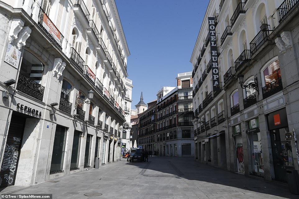 25965668-8111805-image-a-90_1584186970928 The streets of Madrid were left eerily deserted on Friday as the government declared a state of emergency to battle the outbreak of deadly coronavirus