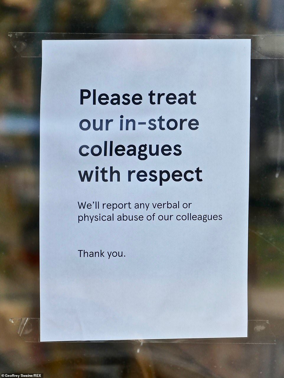 26236158-8137409-image-m-58_1584787295350 A Tesco Express in Emmer Green in Reading has put up a sign which reads: 'Please treat our in-store colleagues with respect. We'll report any verbal or physical abuse of our colleagues. Thank you'