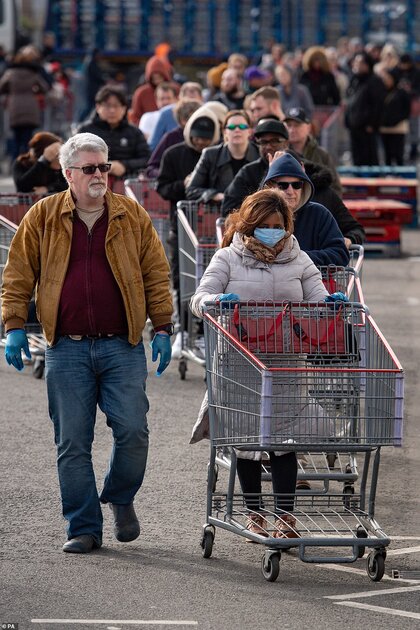 26236730-8137409-image-a-67_1584790675385 It is hoped that easing the restrictions on the haulage industry will help to keep supplies moving and the supermarkets fully stocked as the panic buying shows no signs of waning