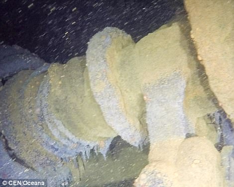 Remains of the boat are pictured