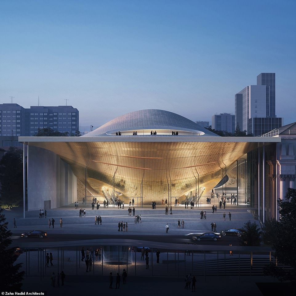 4668864-6227395-image-a-46_1538400472856 An artist's impression showing Zaha Hadid Architects' winning design for the new Sverdlovsk Philharmonic Concert Hall in Yekaterinburg, Russia