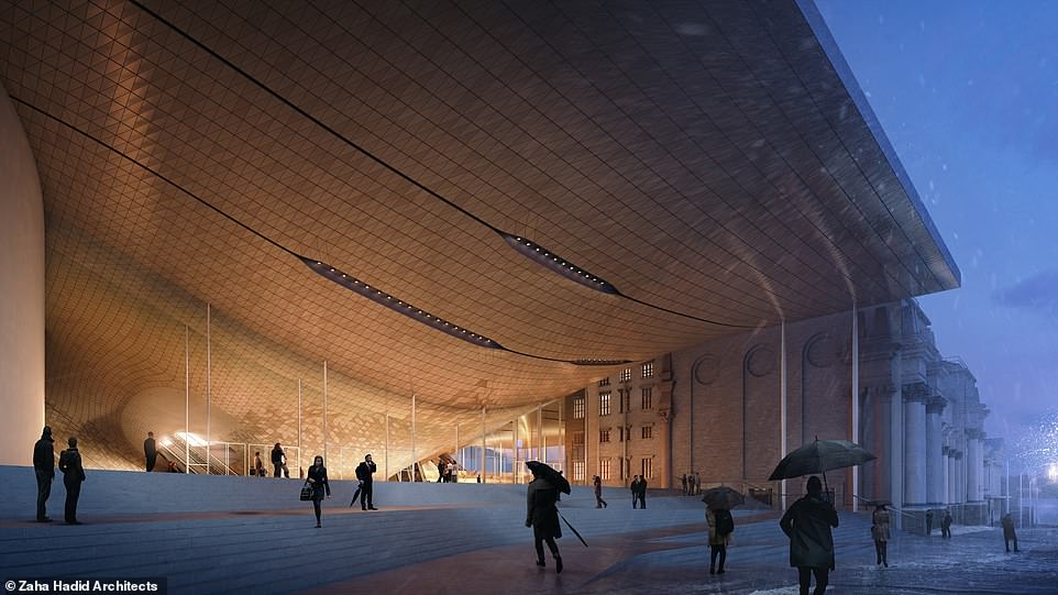 4668874-6227395-image-a-49_1538400487149 Zaha Hadid Architects was selected as part of an international design competition that saw 47 firms vying to build the new concert hall