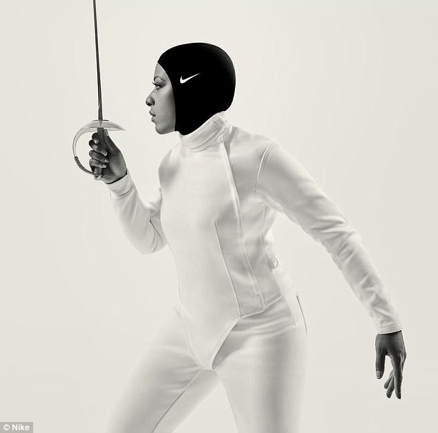 Support: Olympic medalist Ibtihaj Muhammad, a New Jersey native, is one of three women who posed in the ad campaign for the new performance hijab