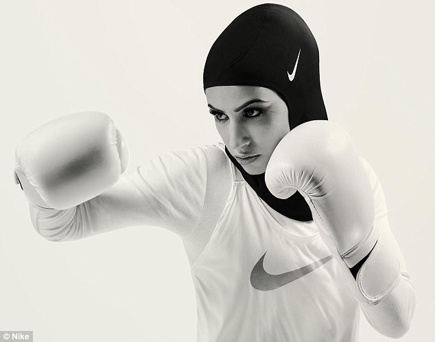 Product: German boxer Zeina Nassar also appears in the ads for Nike's hijab, which was first announced in March of this year