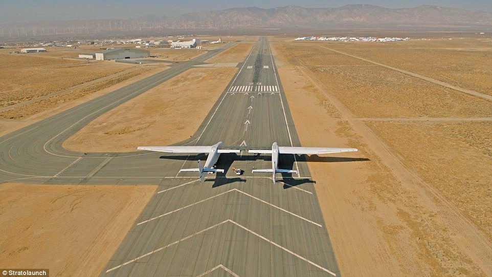 The company Mission Control Centre at the Mojave Air and Space Port in California serves as the Seattle-based firm's hub for testing communications and will eventually be the centre of its aircraft and launch operations. Pictured is the 