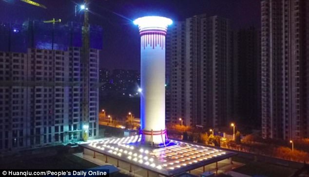 World's largest air purifier: The 328ft tower is said to be able to filter out toxic chemicals in air