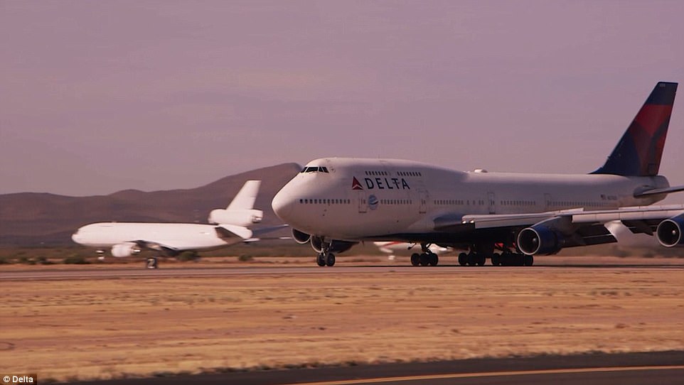 The old planes are at a 'boneyard' in Arizona, a salvage facility where planes are sent to be stored or scrapped