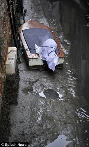 Pictured: The dried-out canals yesterday