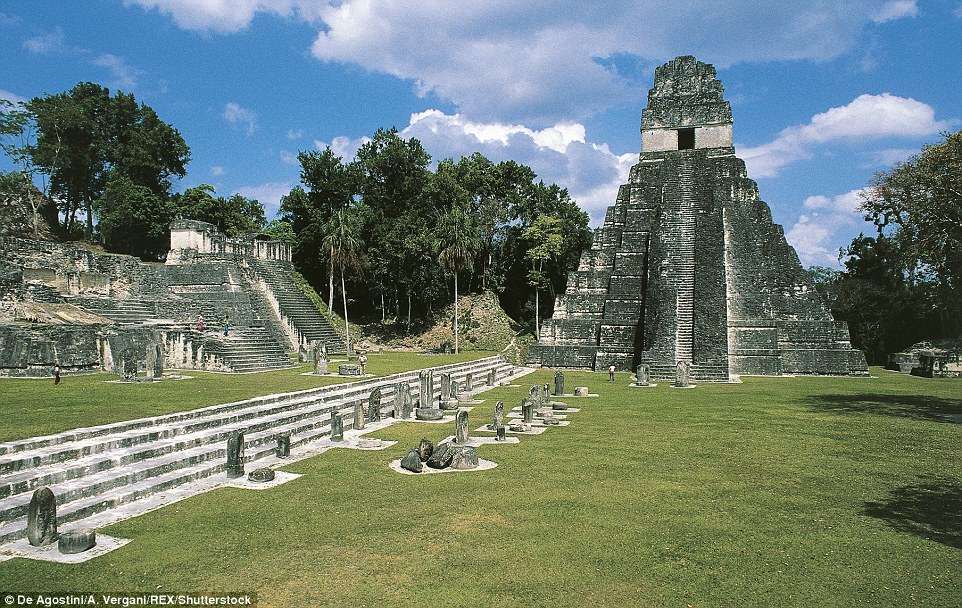 Researchers say a climate reversal and drying trend between 660 and 1000 AD triggered political competition, increased warfare, overall sociopolitical instability, and finally, political collapse - known as the Classic Maya Collapse. Pictured is the temple of the Jaguar, archaeological site of Tikal