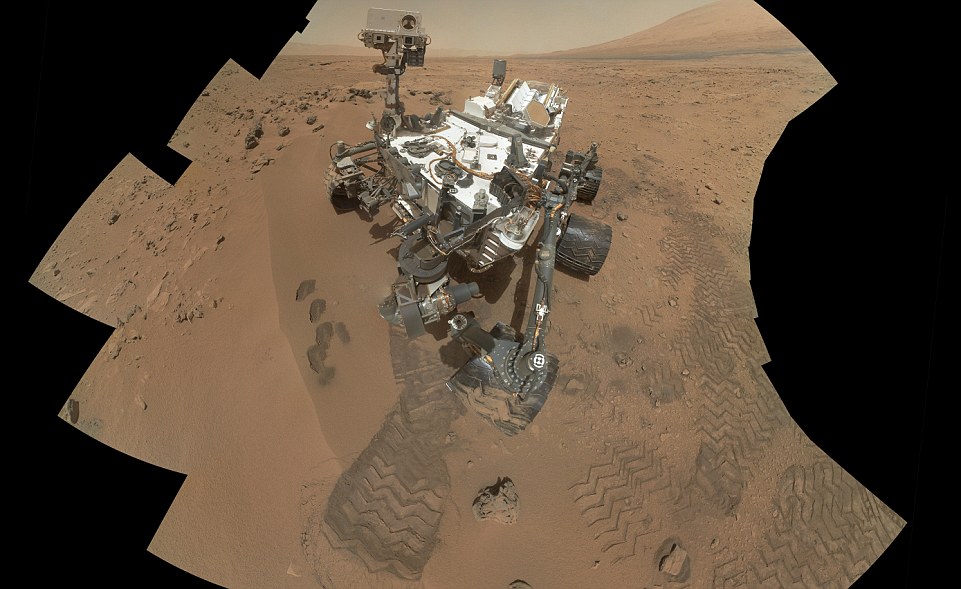 Images used to create the selfie were taken using Curiosity's Mars Hands Lens Imager (MAHLI) camera, which helps it to identify the minerals in samples of Martian rock. Pictured is a previous Curiosity 'selfie' stitched together using images taken by the camera in October 2012