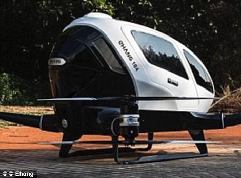 The rider punches in a destination on a touch screen in front of the passenger seat, then the drone flies there automatically