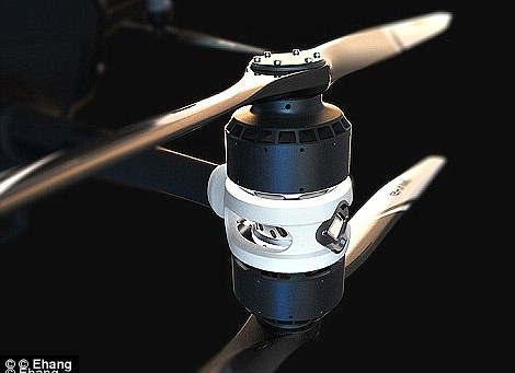 The EHang is capable of automatically carrying a passenger through the air, simply by entering a destination into its accompanying smartphone app