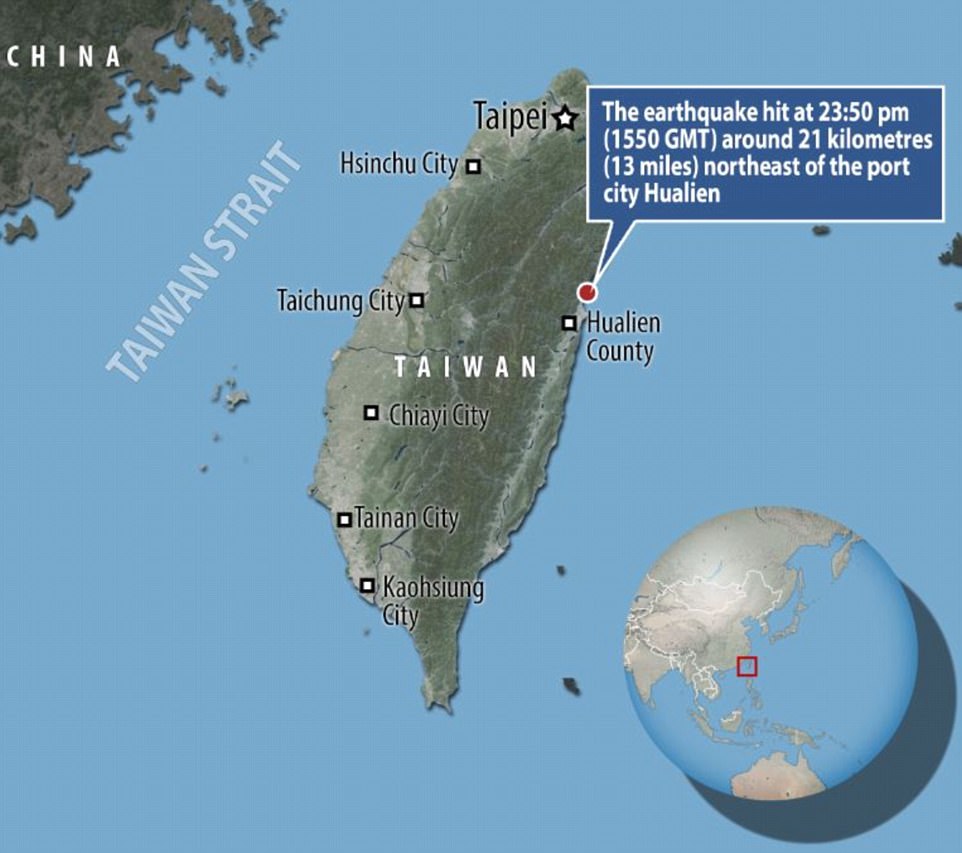 Taiwan lies near the junction of two tectonic plates and is regularly hit by earthquakes